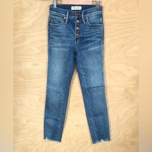Madewell 10’ High Rise Skinny Jean Button Fly Frayed Hem Womens Size 23.